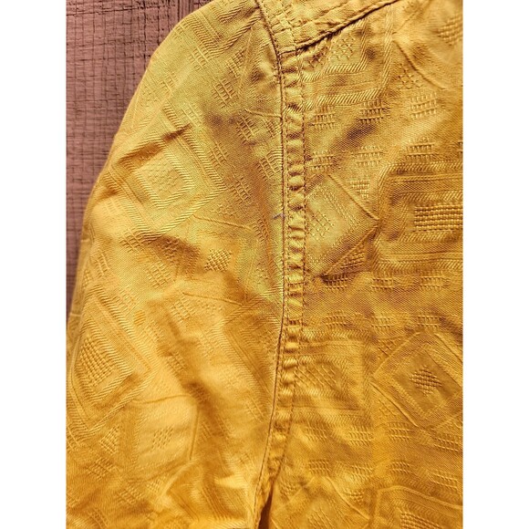 Territory Ahead Chambray Shirt Large Yellow Short Sleeve Button Stripe Vacation - Picture 6 of 7
